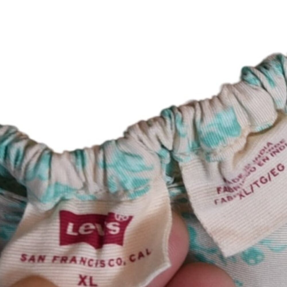 Levi’s Women’s Floral Square-Neck Puff Sleeve Top XL Pastel Floral Boho - Picture 10 of 10